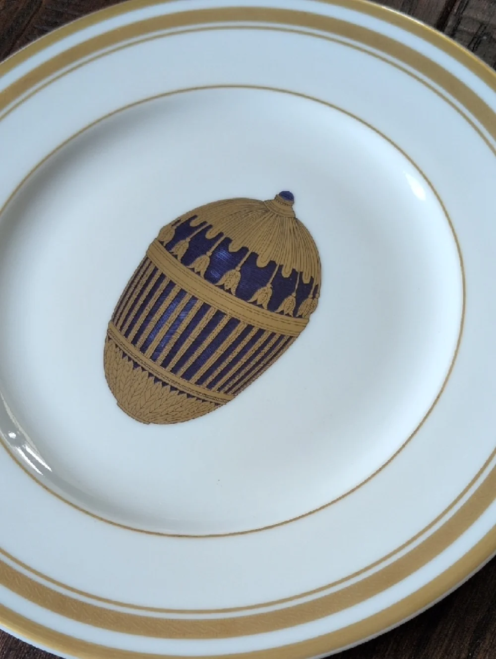 FABERGE I Limoges French Enameled Gold Imperial Easter Egg Collection Plate